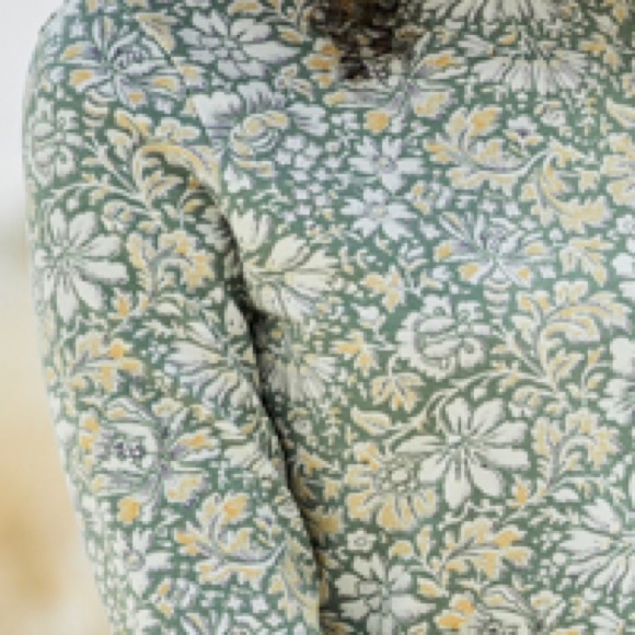 Sage Green Etched Flowers Turtleneck tee by Peruvian Connection - Picture 2 of 6